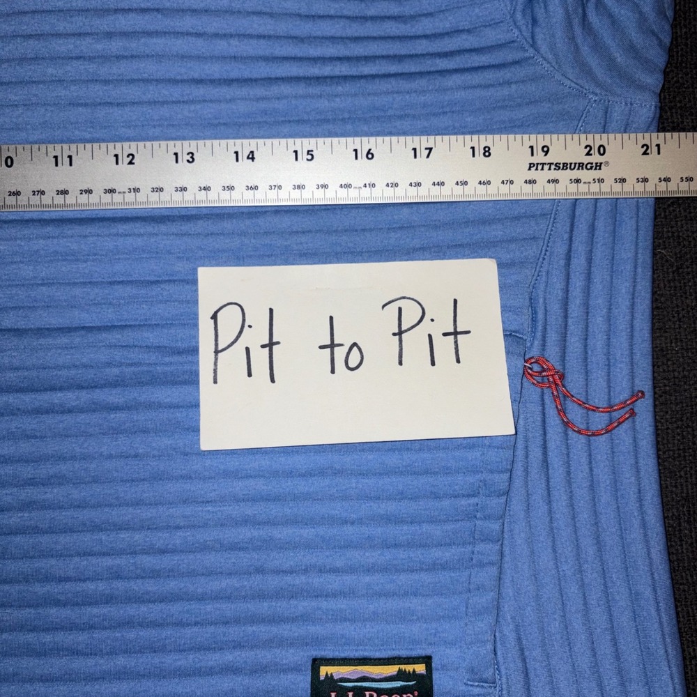 LL Bean Airlight Knit Funnelneck Pullover Sweater Blue Medium Hiking Athleisure - Picture 7 of 8